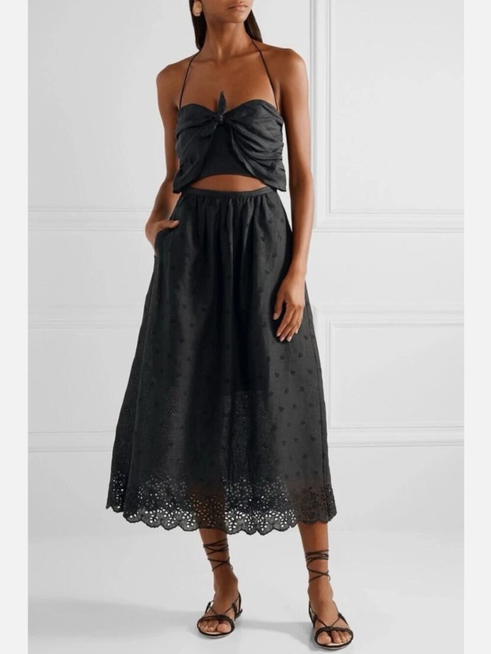 Zimmermann Iris Picnic Black Linen Dress